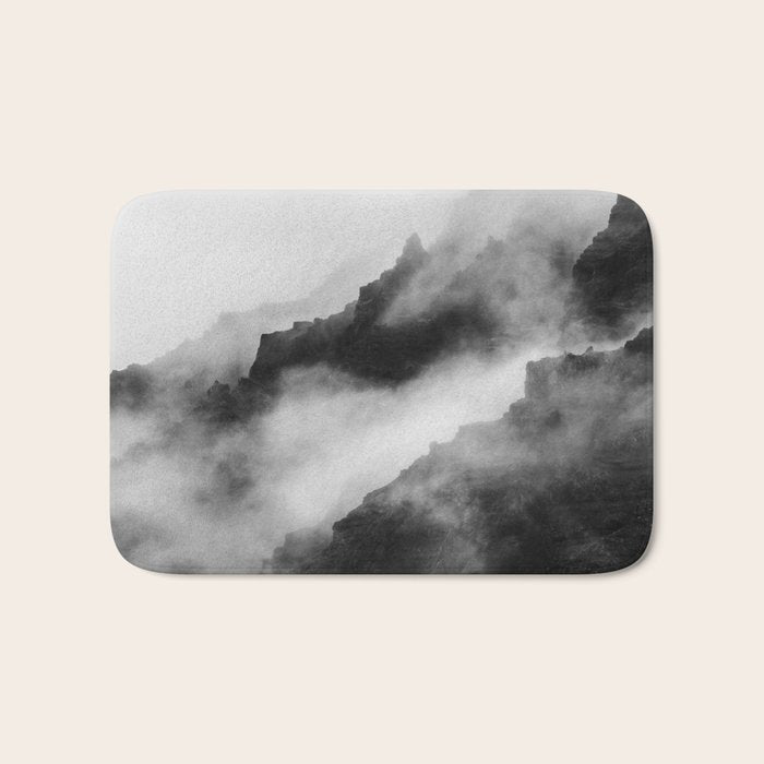 Foggy Mountains Black and White Bath Mat Gallery Image 1