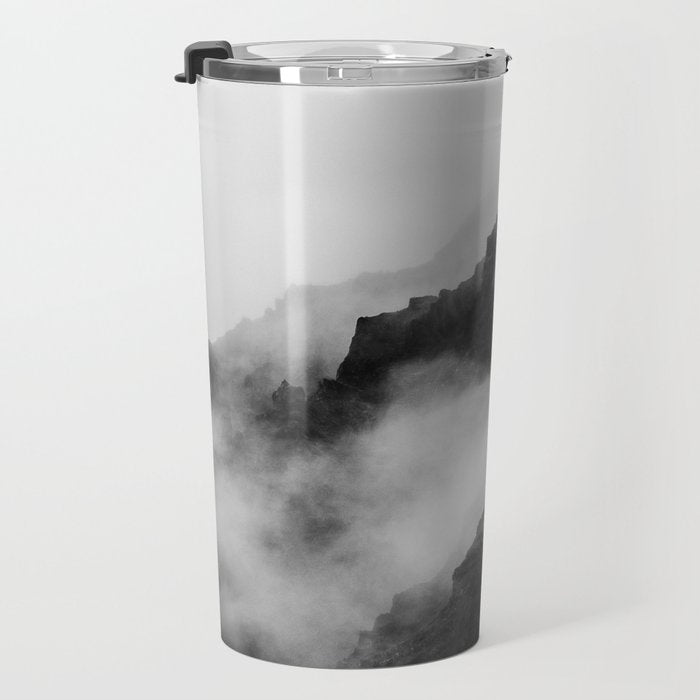 Foggy Mountains Black and White Travel Mug Gallery Image 3