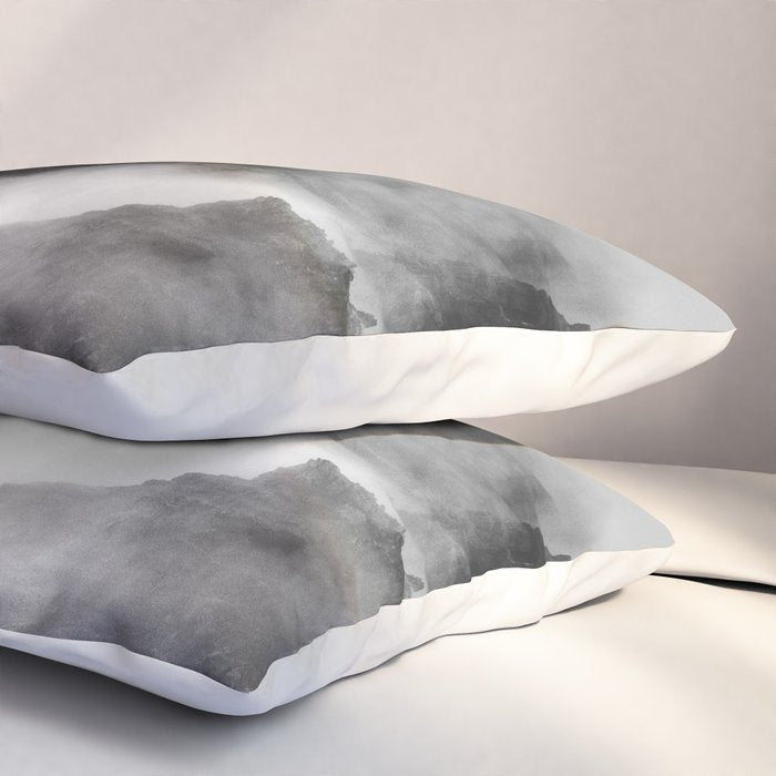 Foggy Mountains Black and White Pillow Sham Gallery Image 3