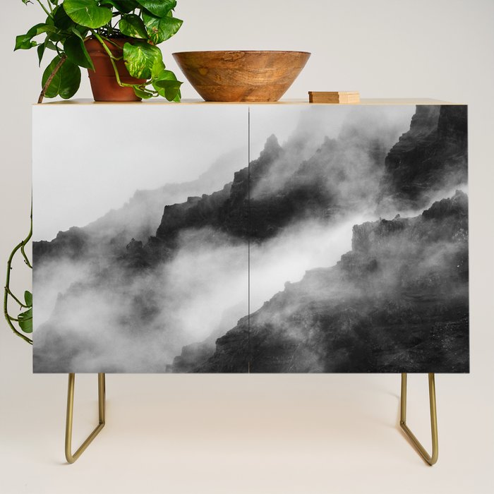 Foggy Mountains Black and White Credenza Gallery Image 1