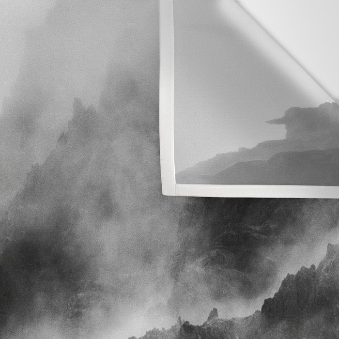 Foggy Mountains Black and White Wall Tapestry Gallery Image 3