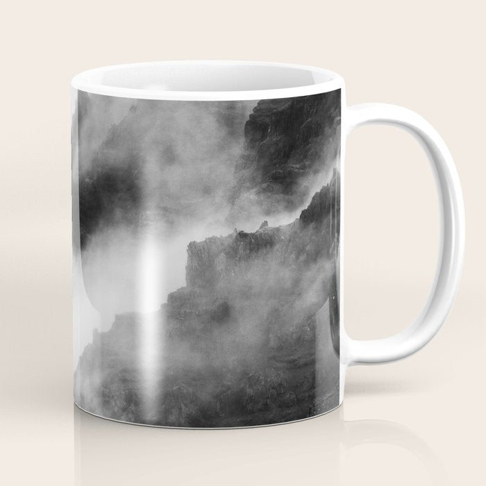 Foggy Mountains Black and White Coffee Mug Gallery Image 1