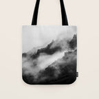 Foggy Mountains Black and White Tote Bag Gallery Image 1