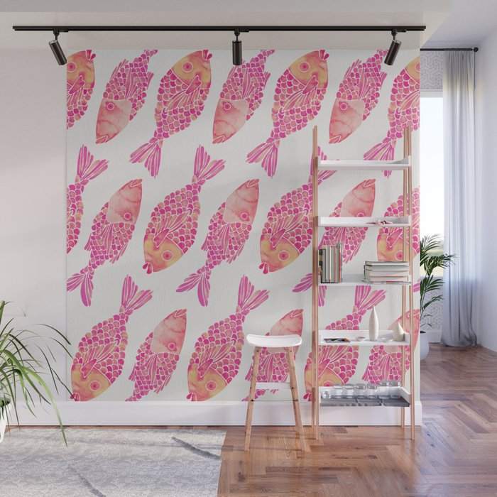 Indonesian Fish Duo - Pink Palette Wall Mural Gallery Image 1