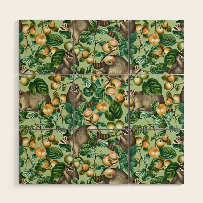 RACCOON AND FRUITS Wood Wall Art Gallery Image 1