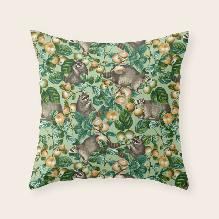 RACCOON AND FRUITS Throw Pillow Gallery Image 6