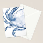 Coastal Crab in Watercolor, Navy Blue (Left Half in Set) Stationery Card Gallery Image 2
