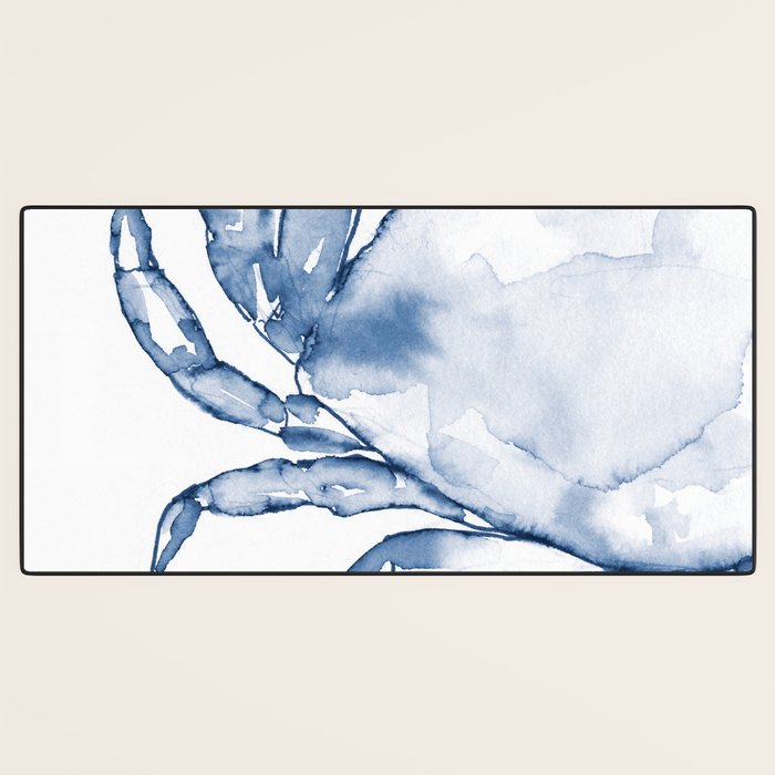 Coastal Crab in Watercolor, Navy Blue (Left Half in Set) Desk Mat Gallery Image 3