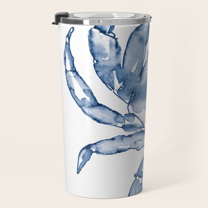 Coastal Crab in Watercolor, Navy Blue (Left Half in Set) Travel Mug Gallery Image 3