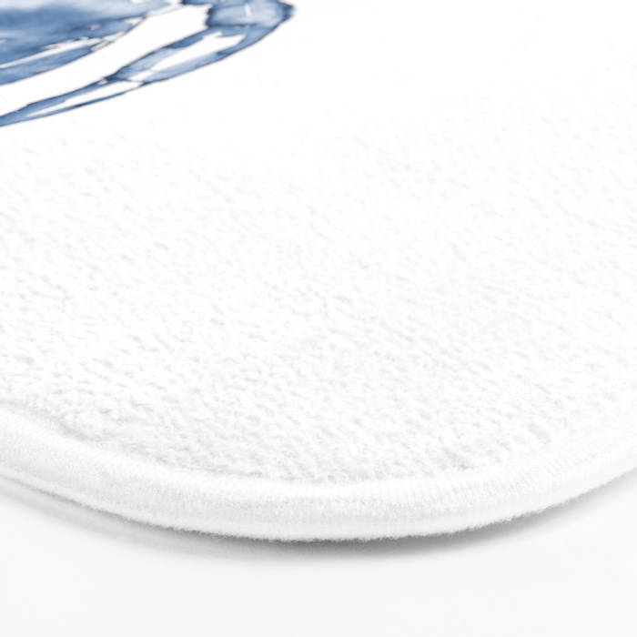 Coastal Crab in Watercolor, Navy Blue (Left Half in Set) Bath Mat Gallery Image 3