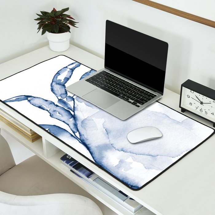 Coastal Crab in Watercolor, Navy Blue (Left Half in Set) Desk Mat Gallery Image 2