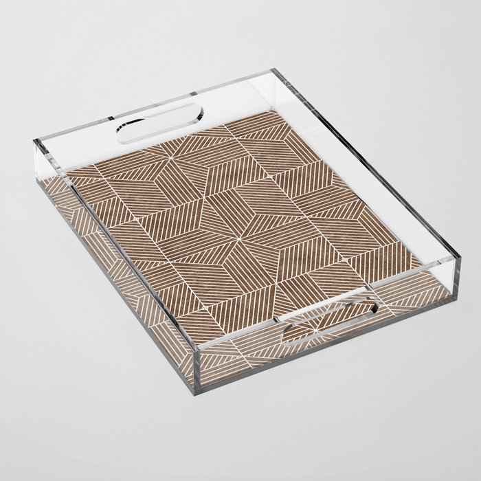 bohemian geometric tiles - brown Acrylic Tray Gallery Image 1