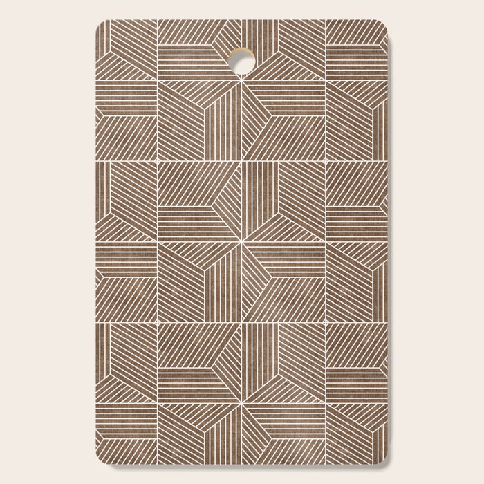 bohemian geometric tiles - brown Cutting Board Gallery Image 1