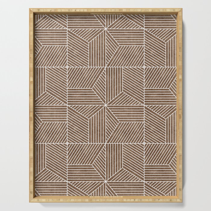 bohemian geometric tiles - brown Serving Tray Gallery Image 1