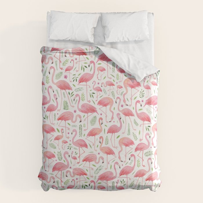 Flamingo Floral Pattern! Duvet Cover