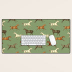Wild Horses  Sage Green Toile Pattern  Desk Mat Gallery Image 1