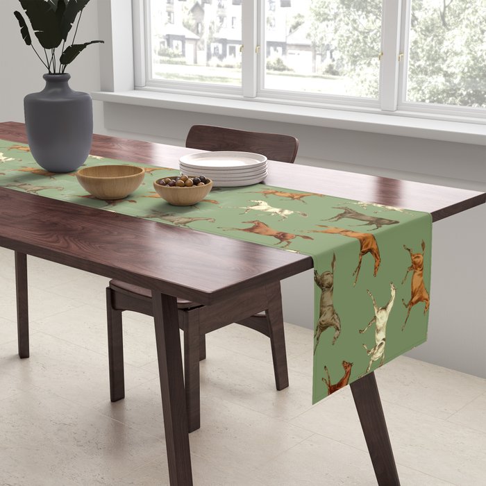 Wild Horses  Sage Green Toile Pattern  Table Runner Gallery Image 2