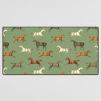 Wild Horses  Sage Green Toile Pattern  Desk Mat Gallery Image 3