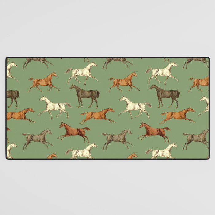 Wild Horses  Sage Green Toile Pattern  Desk Mat Gallery Image 3