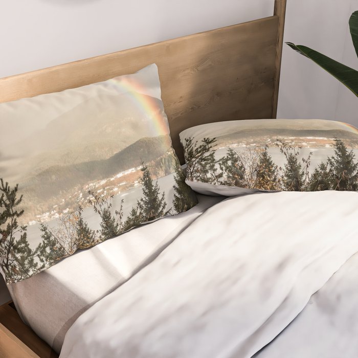 Rainbow In The Mountains | Lake In Norway Photo Art Print  | Nature Landscape Travel Photography Pillow Sham Gallery Image 2
