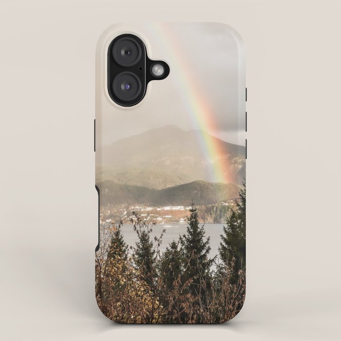 Rainbow In The Mountains | Lake In Norway Photo Art Print  | Nature Landscape Travel Photography iPhone Case Gallery Image 1