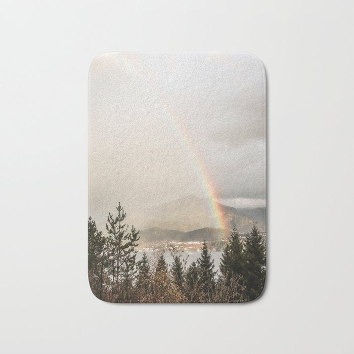Rainbow In The Mountains | Lake In Norway Photo Art Print  | Nature Landscape Travel Photography Bath Mat Gallery Image 1