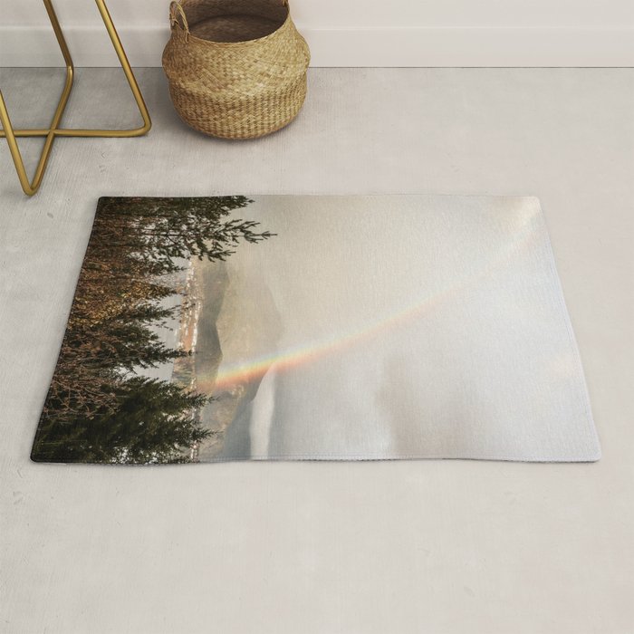 Rainbow In The Mountains | Lake In Norway Photo Art Print  | Nature Landscape Travel Photography Rug Gallery Image 1