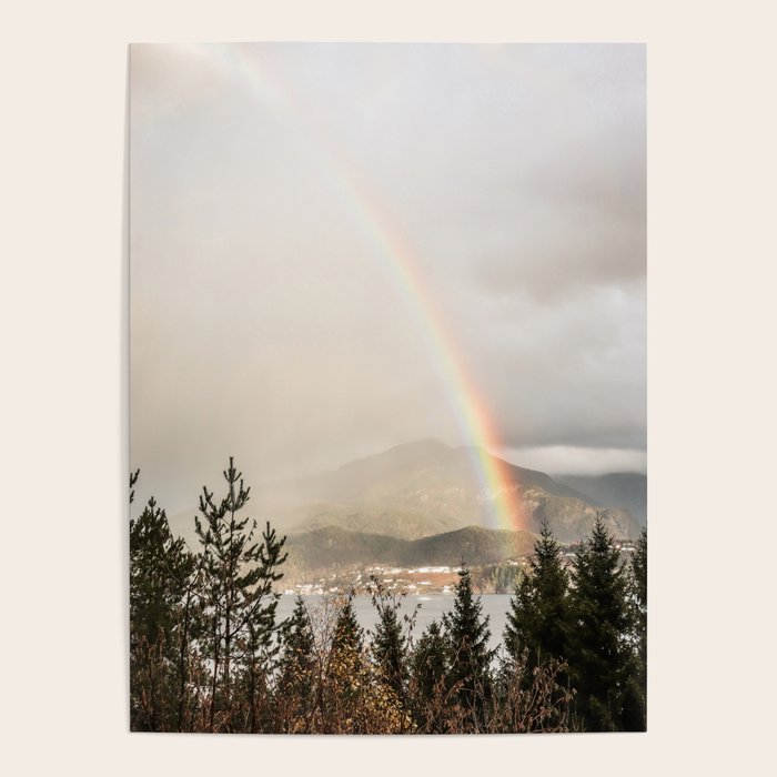 Rainbow In The Mountains | Lake In Norway Photo Art Print  | Nature Landscape Travel Photography Poster Gallery Image 1