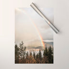 Rainbow In The Mountains | Lake In Norway Photo Art Print  | Nature Landscape Travel Photography Wrapping Paper Gallery Image 1