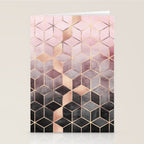 Pink And Grey Gradient Cubes Stationery Card Gallery Image 2
