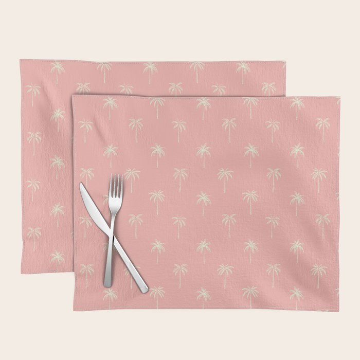 Pink summer palm tree doodle art pattern Placemat Gallery Image 1