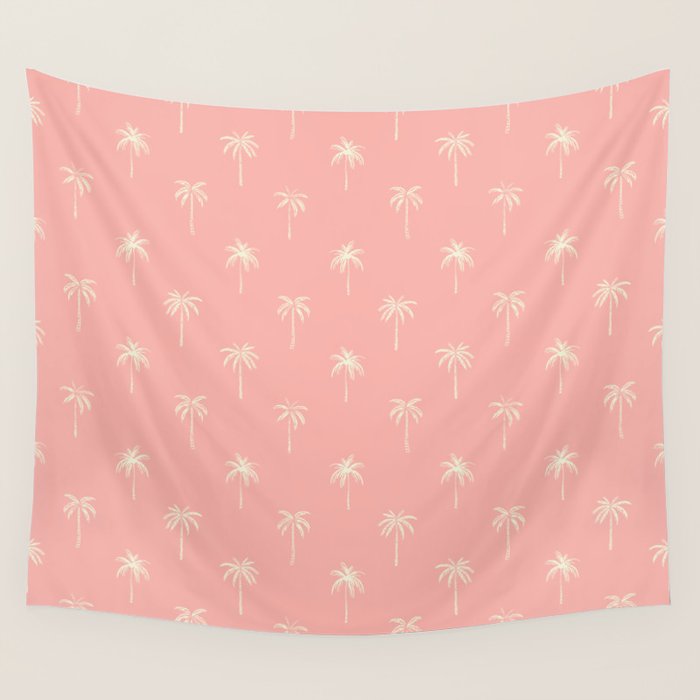 Pink summer palm tree doodle art pattern Wall Tapestry Gallery Image 4