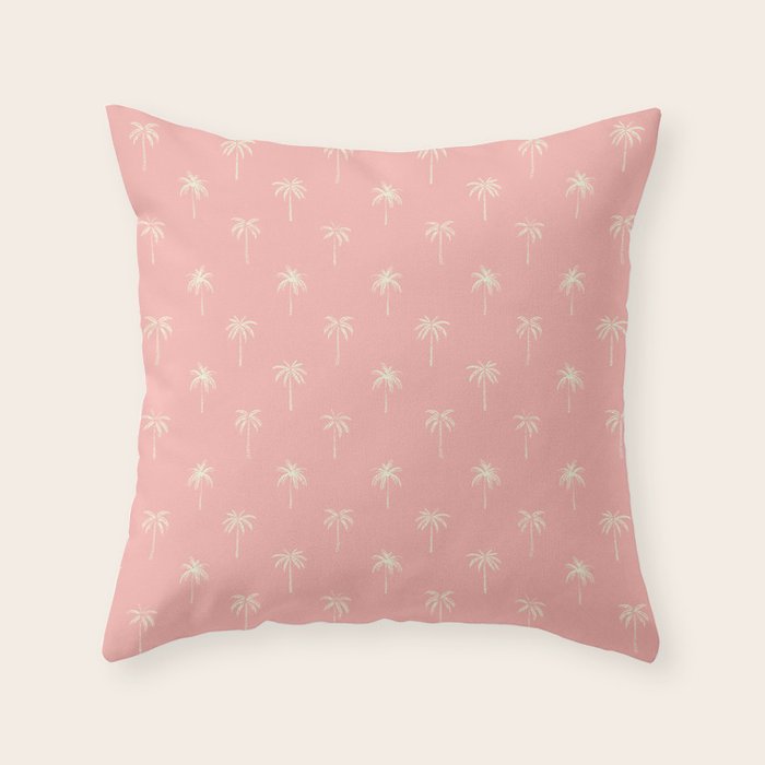 Pink summer palm tree doodle art pattern Throw Pillow Gallery Image 1