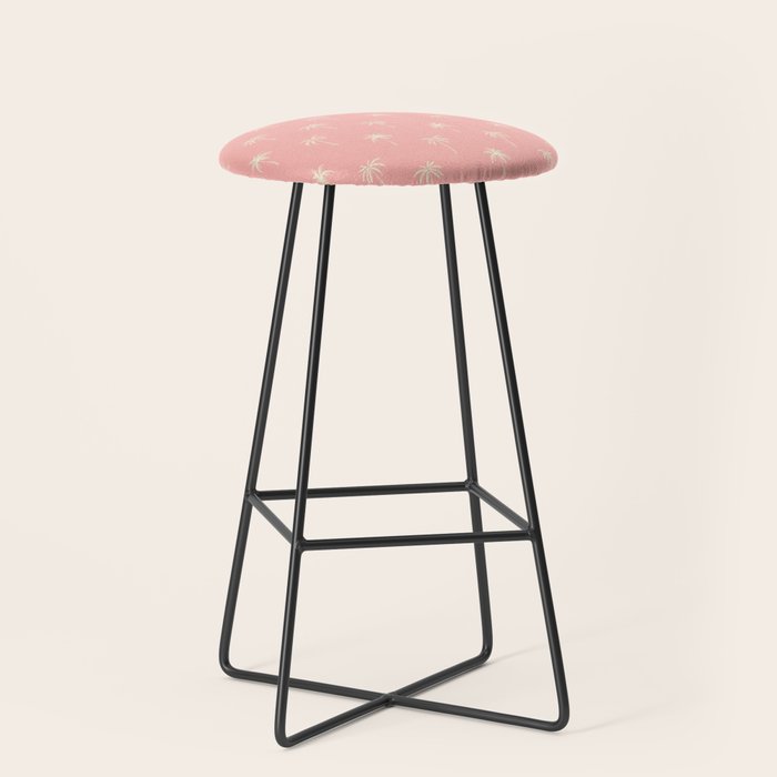 Pink summer palm tree doodle art pattern Stool Gallery Image 1