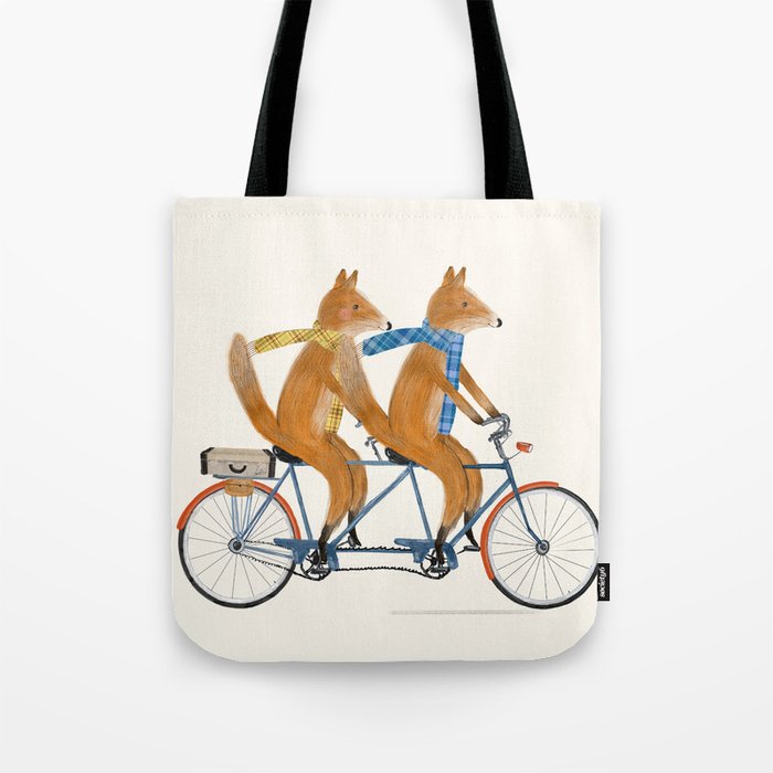 foxes lets tandem Tote Bag Gallery Image 1
