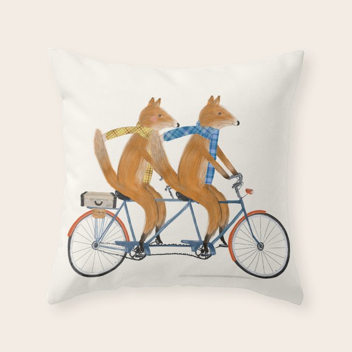foxes lets tandem Throw Pillow Gallery Image 6