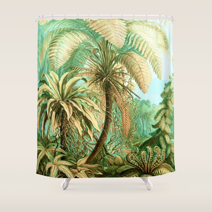 Vintage Tropical | Jungle Botanical Nature Banana Tree | Bohemian Plants Trees Forest Shower Curtain Gallery Image 1