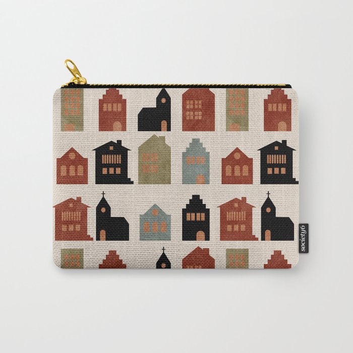 houses retro fall abstract geometric Carry All Pouch Gallery Image 1