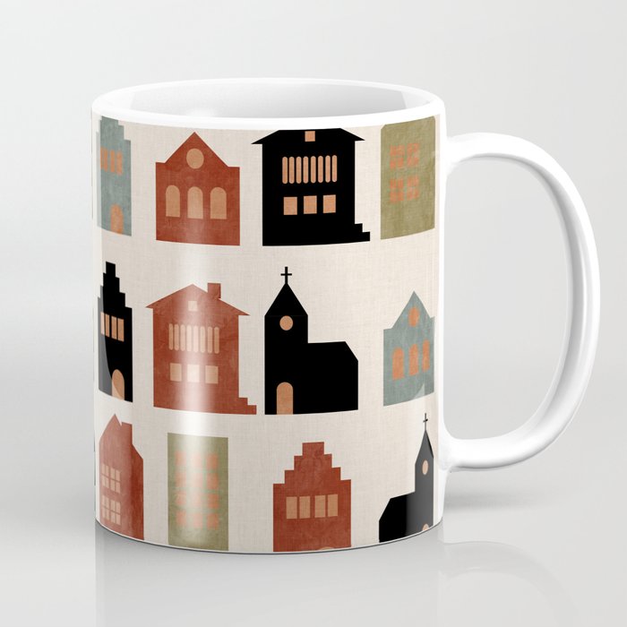 houses retro fall abstract geometric Coffee Mug Gallery Image 1