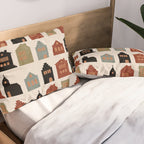 houses retro fall abstract geometric Pillow Sham Gallery Image 2