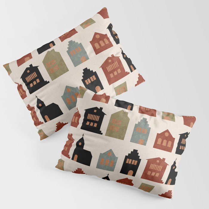 houses retro fall abstract geometric Pillow Sham Gallery Image 1