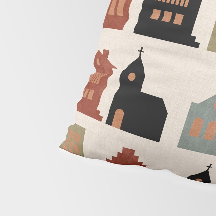 houses retro fall abstract geometric Pillow Sham Gallery Image 4
