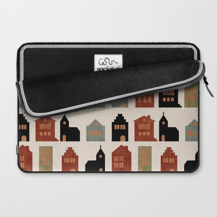 houses retro fall abstract geometric Laptop Sleeve Gallery Image 2