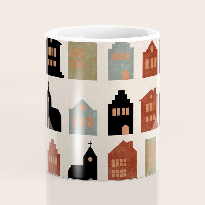 houses retro fall abstract geometric Coffee Mug Gallery Image 4
