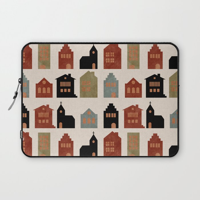 houses retro fall abstract geometric Laptop Sleeve Gallery Image 1