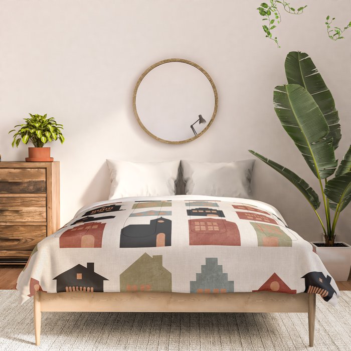 houses retro fall abstract geometric Comforter Gallery Image 3