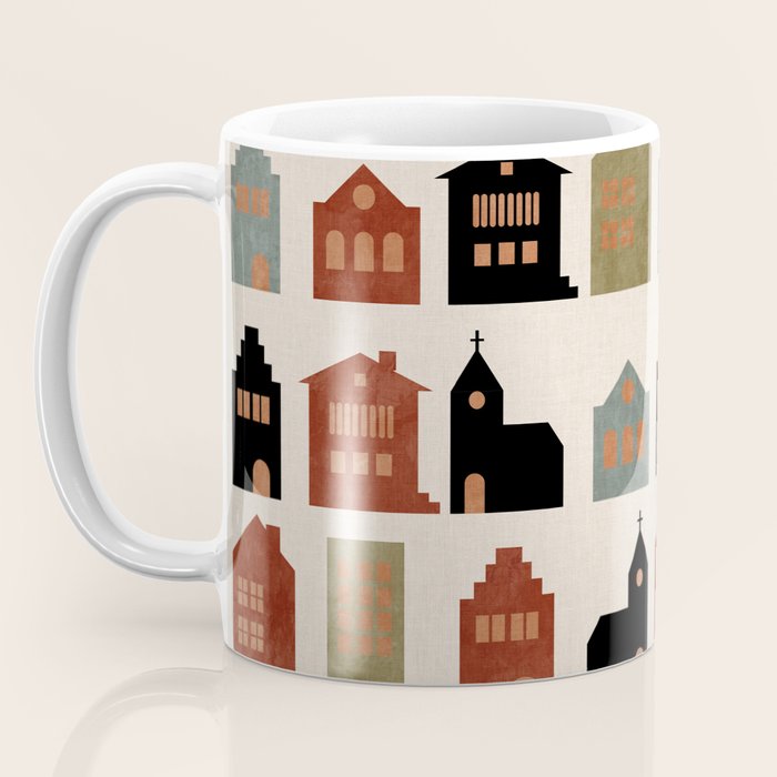 houses retro fall abstract geometric Coffee Mug Gallery Image 3