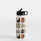houses retro fall abstract geometric Water Bottle Gallery Image 1