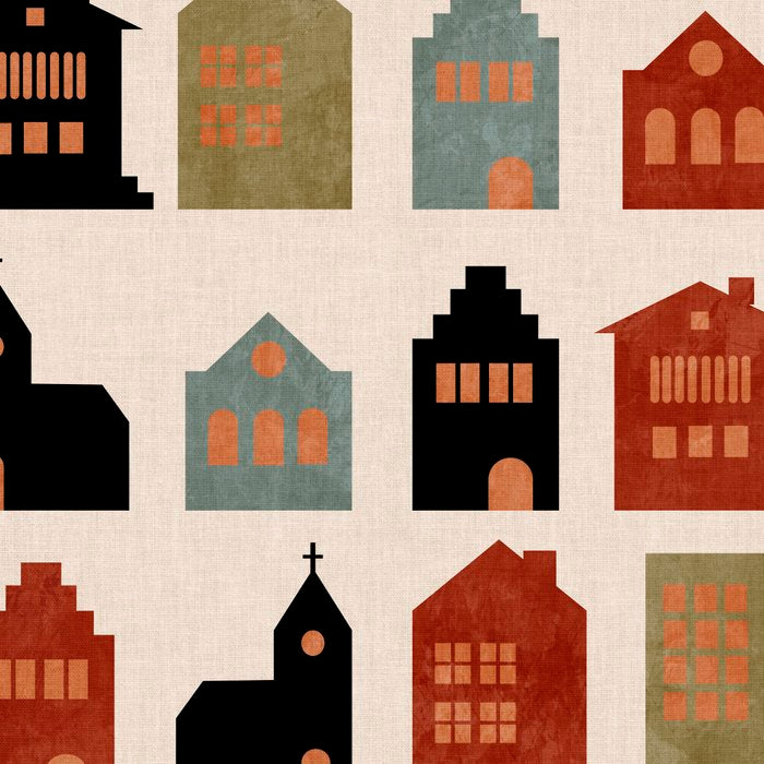 houses retro fall abstract geometric Coffee Mug Gallery Image 2