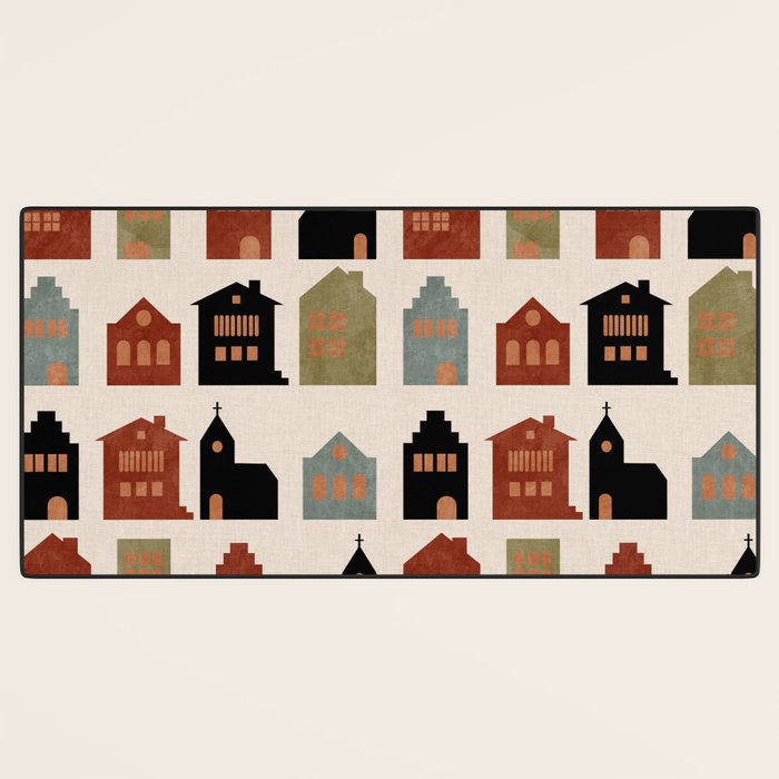houses retro fall abstract geometric Desk Mat Gallery Image 3